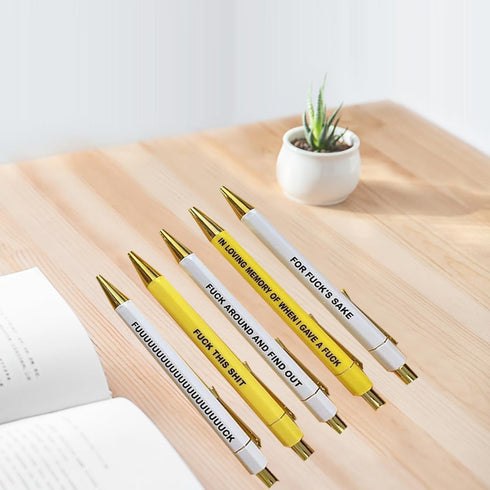 Funny pens,5-Count,Black Ink,Medium Nib 1.0mm,Funny Office Gifts for Coworkers,Personalized Pens Vibrant Funny Quotes Word Daily Pen (BY)...