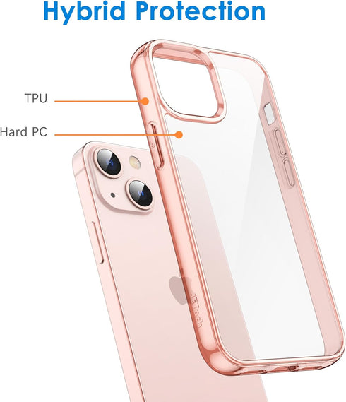 JETech Case for iPhone 13 6.1-Inch, Non-Yellowing Shockproof Phone Bumper Cover, Anti-Scratch Clear Back (Rose Gold)...