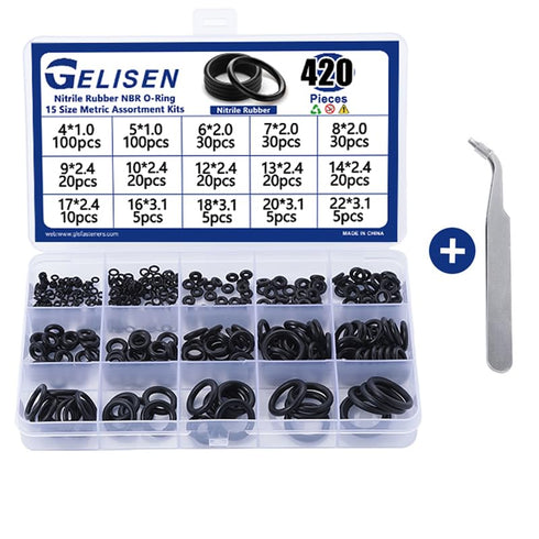 Gelisen 420Pcs Nitrile Rubber O-Rings Kit 15 Sizes Universal NBR Metric Washer Gasket Assortment Set for Hydraulics, Pneumatics & Plumbing Sealing...