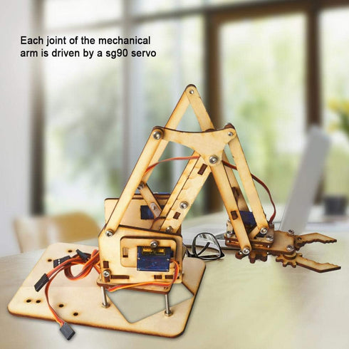 ViaGasaFamido Robot Arm Kit, 4DOF Wood Robotic Arm Lightweight DIY Mechanical Arm sg90 Servo, Assembled for SNAM1500...