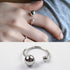 NewZenro Double Ball S925 Sterling Silver Statement Open Ring Minimalist Promise Adjustable Dainty Finger Band Engagement Rings for Women Her Girl...