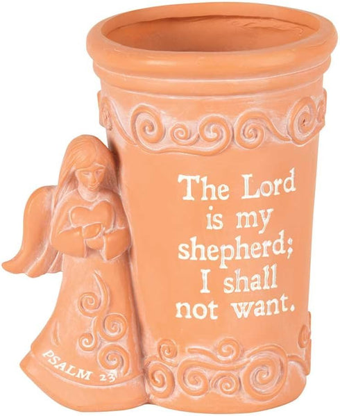 Lord Is My Shepherd Brown 5 x 4 Inch Resin Flower Planter Pot...