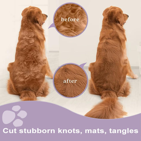 Pet Grooming Brush, Pet Detangling Pet Metal Comb with Long & Short Stainless Steel Teeth for Removing Matted Fur, Dematting Deshedding Brush Cat ...