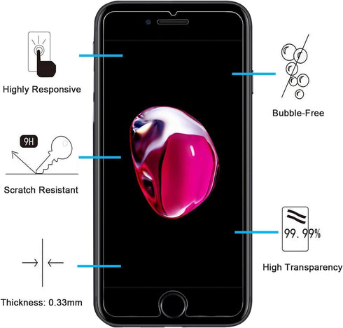 NEW'C [3 Pack Designed for iPhone 8/7 (4.7") Screen Protector Tempered Glass, Anti Scratch, Bubble Free, Ultra Resistant......