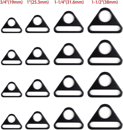 12Pcs 3/4" Triangle Buckle Adjuster D Ring for Strap purse bag hardware accessories...