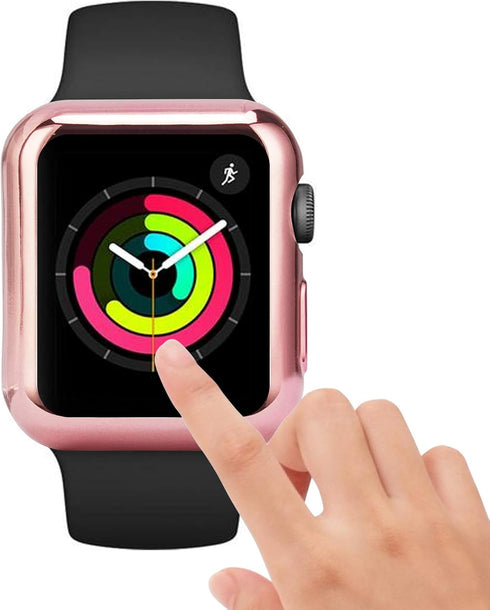 8 Pack 44mm Watch Case with Built-in HD Clear Ultra-Thin TPU Screen Protector Cover Compatible with Apple Watch Series 4/5/6/SE (Clear+Black+Gold+...