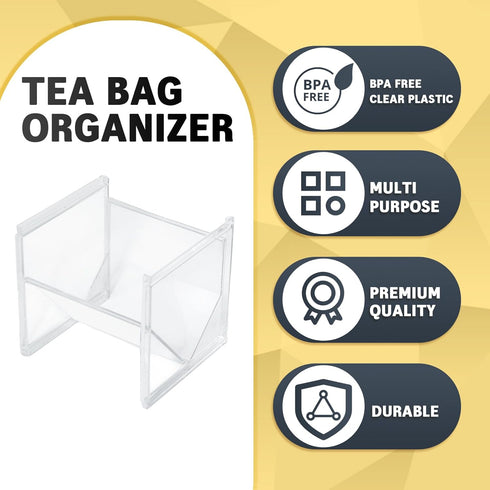 2Pcs Tea Bag Storage Organizer, Stackable Clear Plastic Tea Holder and Coffee Pod Containers, Sugar Creamer Box for Drawer Countertop Cabinet Coff...