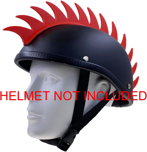 Punk Rubber Mohawk Warhawk Wig Accessory Stick On Helmet for Ski Skate Bike Biker Bicycle Scooter Motorcycle Helmet (Sharkfin - Red)...