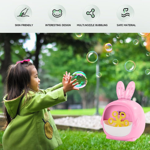 automatic bubble machine, upgrade d animal bubble blower with 6 wands and bubble solution for boys girls, portable outdoor/indoor toy for toddler,...