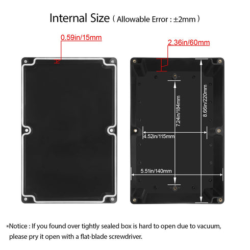 LeMotech Project Box ABS Plastic Junction Box IP65 Waterproof Hobby Box Electrical Boxes Universal Enclosure for Electronic Black 8.9X 5.7X 3.1 in...