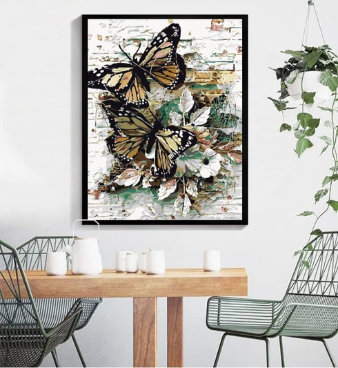 BOMUVI Paint by Numbers for Adults Beginner Paint by Numbers for Adults Butterfly DIY Paint by Number Kits Acrylic Painting Butterfly Paint by Num...