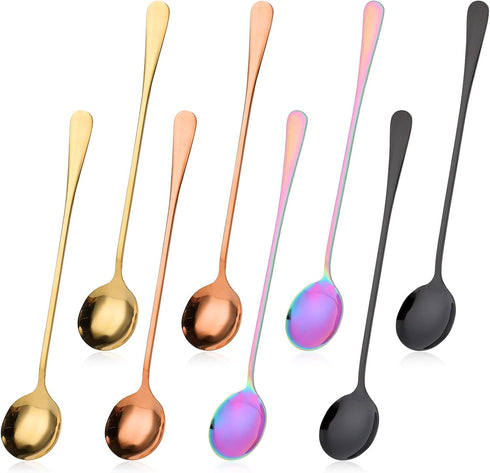 8 Pieces Long Handled Iced Tea Spoons, Stainless Steel Cocktail Stirring Spoons, 7.48 Inch Ice Cream Spoon, Iced Tea Spoon,Cocktail Stirring,Tea, ...