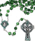 CB Catholic St Patrick Green Glass Marble Bead Rosary Gift Set...