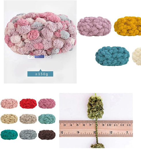 3 Rolls Pomp-A-Doodle Yarn,100% Polyester Jelly Bean POM-POM Ball Yarn for Crochet Knitting Handcraft Mat Pet Nest 450g (Sunny Day)...