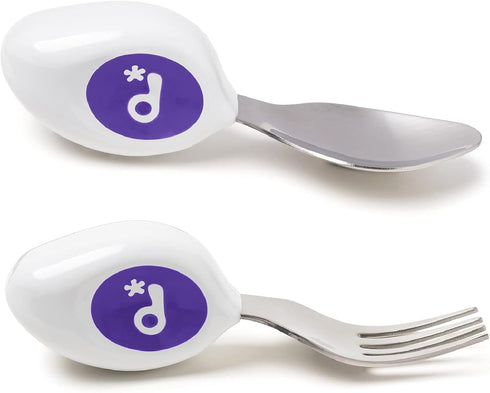 doddl Toddler Utensils, Ergonomic Fork and Spoon Set for Self Feeding, Stainless Steel Silverware for 1-3 Year Olds, BPA Free, Dishwasher Safe (In...