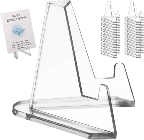 30pcs Card Display Stand, 2.2 Inch Small Transparent Card Holder Stand Acrylic Business Card Organizer Mini Clear Coin Easel Stand Desk Picture Ho...