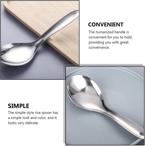Hemoton Food Kitchen Gadget 4Pcs Rice Spoon Stainless Steel Rice Paddle Non Stick Rice Serving Spoon Rice Scooper Rice Spatula Cooking Spoon for H...