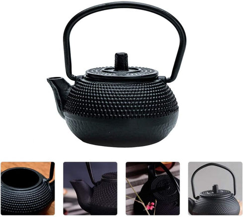 PATKAW Cast Iron Teapot Japanese Tetsubin Kettle Stovetop Tea Kettle Loose Leaf Tea Pot for Boiling Hot Water Tea Black (7.20X7.00X4.30cm)...