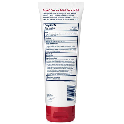 CeraVe Eczema Relief Creamy Body Oil, Eczema Calming Cream With Colloidal Oatmeal & Safflower Oil For Dry Skin & Itchy Skin Relief, Steroid Free &...