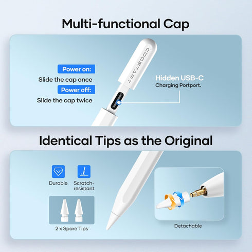 Stylus Pen for iPad 9th&10th Generation, 5 Mins Ultra Fast Charging Active Pencil Compatible with 2018-2023 Apple iPad Air 3/4/5, iPad 6/7/8/9/10,...