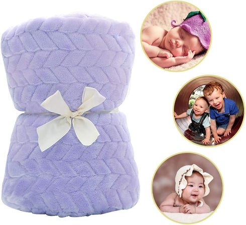 Baby Blanket Flannel, Cozy Throw Blankets for Newborn Infant and Toddler, Super Soft and Warm Receiving Baby Blanket for Crib Stroller (Purple 25 ...