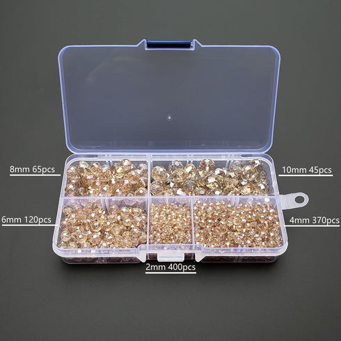 Silver Champagne Rondelle Glass Beads for Jewelry Making, Faceted Briolette Crytal Spacer Beads for Bracelet Necklace Earring (2mm 4mm 6mm 8mm 10m...