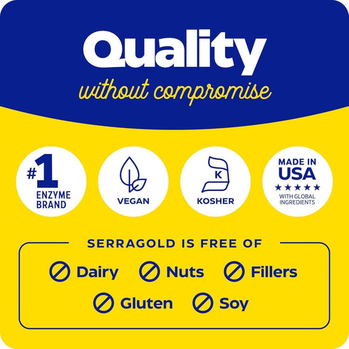 Enzymedica, SerraGold, High-Potency Serrapeptase Enzyme Supplement, Supports Respiratory, Heart & Immune Function, 60 Count...