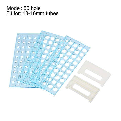 uxcell Detachable Polypropylene Test Tube Holder Rack 50 Hole for 13-16mm Tubes Light Blue 2Pcs...