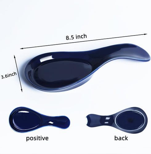 GDCZ Porcelain Spoon Rest - Large Spoon Holder Utensil Rest for Kitchen Counter Stove Top, Navy...