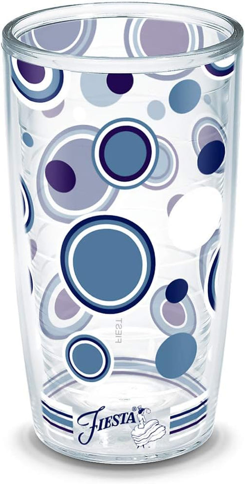 Tervis Made in USA Double Walled Fiesta Insulated Tumbler Cup Keeps Drinks Cold & Hot, 16oz - No Lid, Lapis Dots...