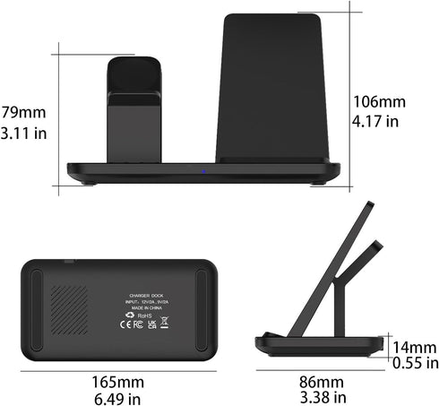 3 in 1 Wireless Charger, 15W Fast Wireless Charging Station Charge Stand for Samsung Galaxy S24 S23 S22 S21 S20 S10 Series,Note 20/10, Galaxy Buds...