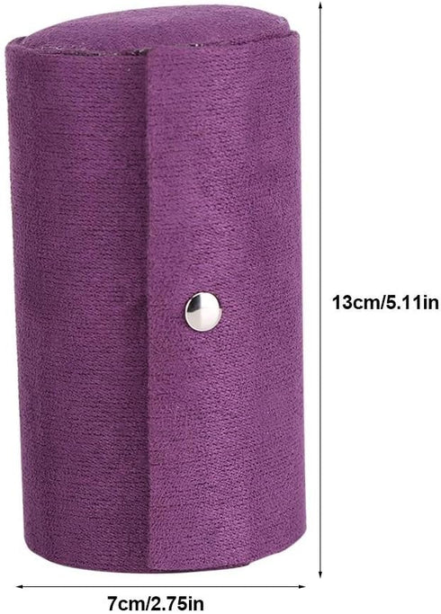 Fdit Retro Cylinder Shaped Jewelry Box Velvet Three-Layer Roll-up Snap Jewelry Storage Organizer Earrings Holder for Girls Women (Purple)...