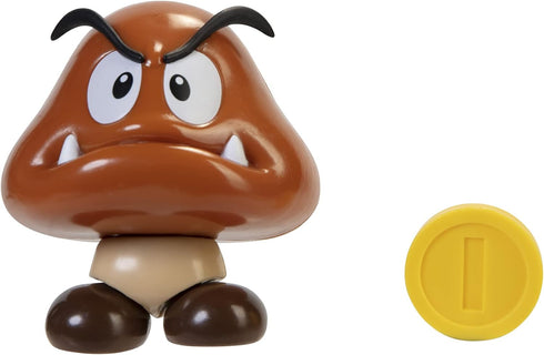 Super Mario Action Figure 4 Inch Goomba Collectible Toy with Coin Accessory...