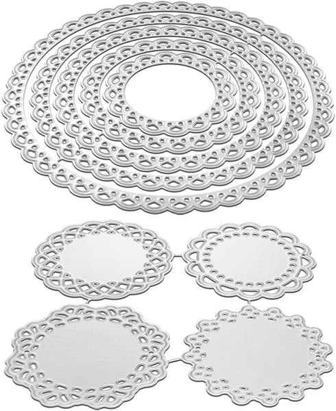 2 Set Flower Dies for Card Making, FineGood 9 PCS Metal Cutting Dies Circle Lace Die Cuts DIY Craft Die Cutters for Card Making Scrapbooking Album...