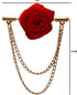 Knighthood Brooch Pin Red Rose with Double Hanging Chain Brooch Suit Stud Lapel Pin...