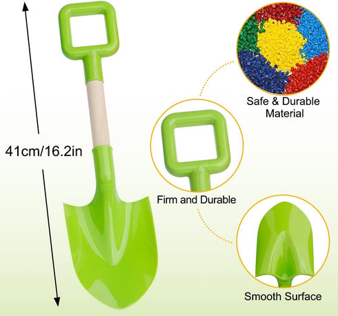 Jumbo Beach Sand Toys 16 Inch Shovels for Kids Adults, Large Spade Scoop Gardening Tools, Sandbox Kit Wood ABS Spade for Garden Outdoor Snow Backy...