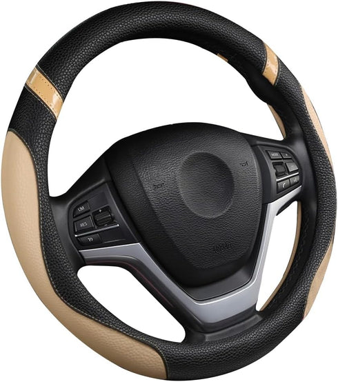 Steering Wheel Cover for Car Leather Universal Steering Wheel Covers for Men Women Fit Cars SUV Truck Pickup 15inch (Beige)...