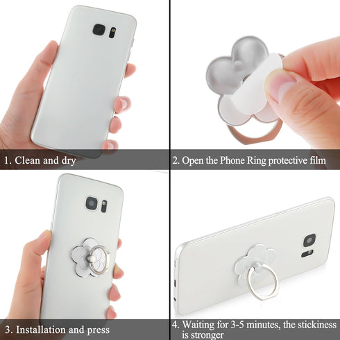 Sibba 2pcs Phone Ring Holder Kickstand Cellphone Flower Finger Ring Grips Stand Metal Universal Compatible Accessories with Smartphone, Mobile Pho...