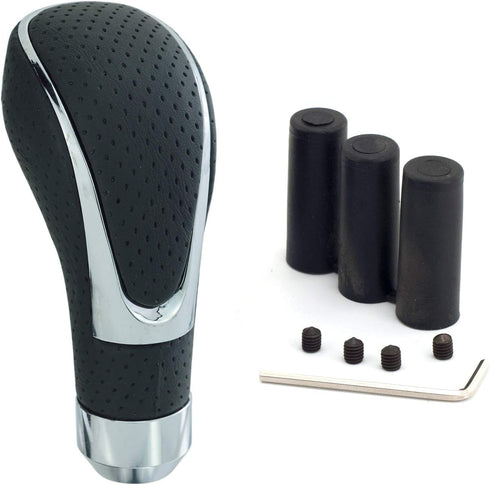 Leather Covered Stick Shift Knobs, MT Gear Car Shifter Handle with Honeycomb Holes Style Fit Most Manual Transmissions, Black...
