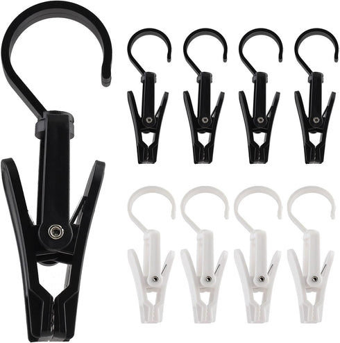 20 PCS Laundry Hooks Clip, Plastic Clothes Pins, Super Strong Hanger Clips, Swivel Hooks Clip for Clothing Store Home Office & Workshop, White & B...