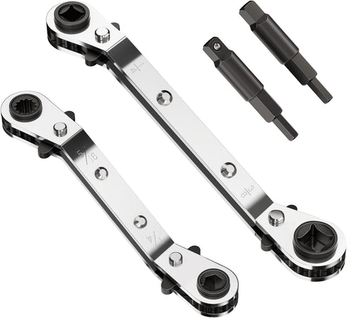 Toovem HVAC Service Wrench Set, Ratchet Wrench has 3/16"1/4" 3/8" 5/16" Size and 2 Hexagon Bit Adapter HVAC Tools for Air Refrigeration Equipment,...