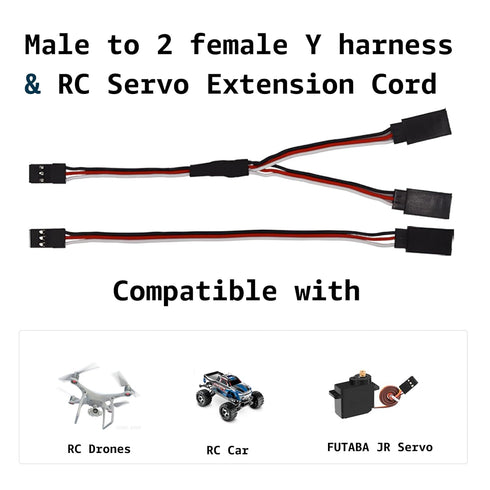 6 PCS JST Y Connector 3 Pin JST Plug Splitters, Servo Male to Female Y Wire Cable, Parallel RC Servo Extension Cord, Wire Cable Fits RC JR Futaba ...