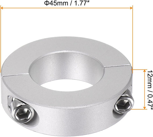 2pcs Double Split Shaft Collar for 25mm Shaft Set Screw Clamp-On Collars, 45mm OD, 12mm Width, for Stoppers, Position, Hold Timing Pulleys, Machin...