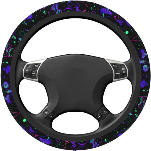 Purple Mushroom Steering Wheel Cover Non-Slip Auto Steering Wheel Protector Car Accessories Universal Fit 15 Inches for Men Women...