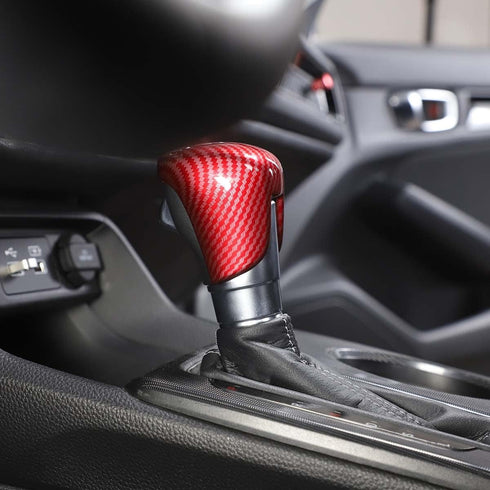 ABS Carbon Fiber Texture Car Center Control Gear Shift Knob Head Trim Cover,Gear Shift Knob Cover for Honda Civic 2022 (Red-Carbon Fber Texture)...