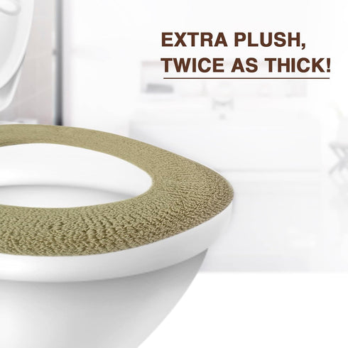 Soft Toilet Seat Cover - Plush & Thick Fabric Toilet Seat Warmer for Round & Elongated 14x18" Toilet Seats - Reusable, Machine-Washable, Easy-Inst...