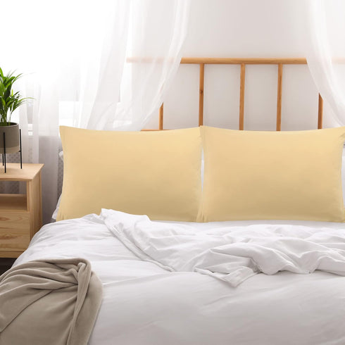 uxcell 2 Pack Pillow Cases Soft 1800 Series Microfiber Pillowcases Set with Zipper King(20"x36") Gold...