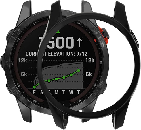 kwmobile Cover Compatible with Garmin Fenix 7S / Fenix 7S Solar - Cover Silicone Case for Fitness Tracker - Black/Silver...