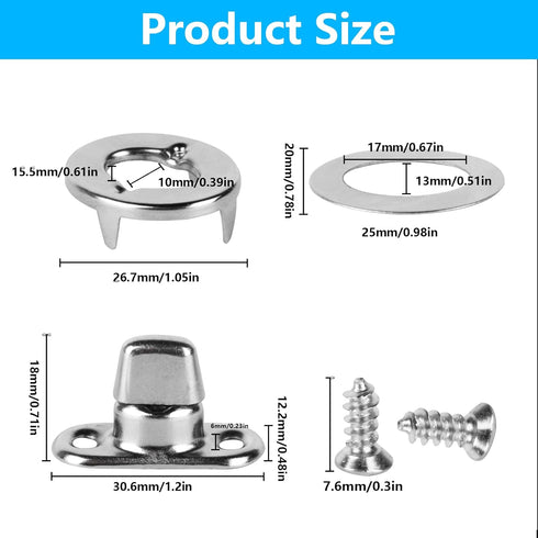 12 Sets Marine Grade Twist Lock Fasteners, Turn Button Fasteners, Turn Button Eyelet and Stud, Common Sense Fasteners Nickel Plated for Boats RVs ...