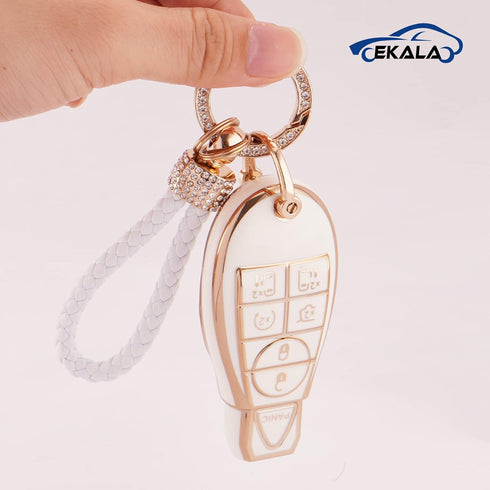 EKALA for Dodge Key Fob Cover, 6 Buttons Soft TPU Full Covers Protector Key Fob Holder with Keychains Fit for Dodge RAM Charger Challenger Jeep Co...